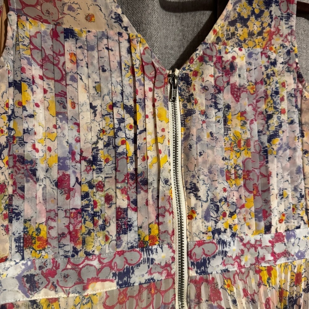Plenty by Tracy Reese Floral Pleated Dress Size 0 Sleeveless Hi Low - Picture 6 of 14